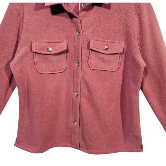 C&C California Womens Fleece Button Down Shirt Size M Soft Pink Cozy Warm Fabric - Picture 4 of 9